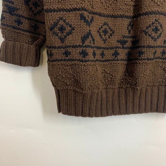 Gap Vintage Wool Brown Fair Isle Chunky Knit Turtleneck Sweater Pullover Size S - Picture 6 of 13